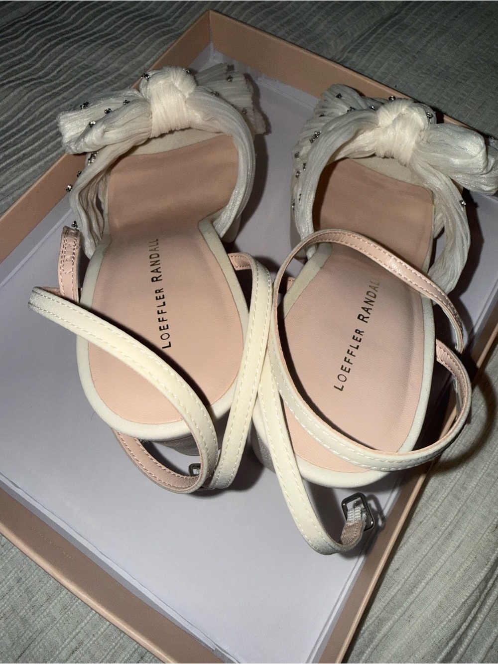 Loeffler Randall Natalia White Rhinestone Heel Size 9 - Picture 5 of 14